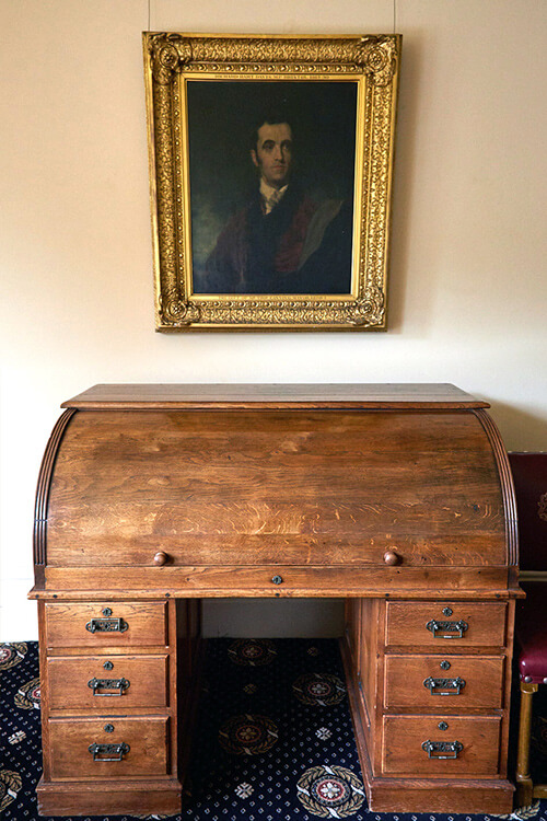 Davenport roll top desk, Mansion House, Clifton. Bristol restored to retain patina and appearance - i.d.space